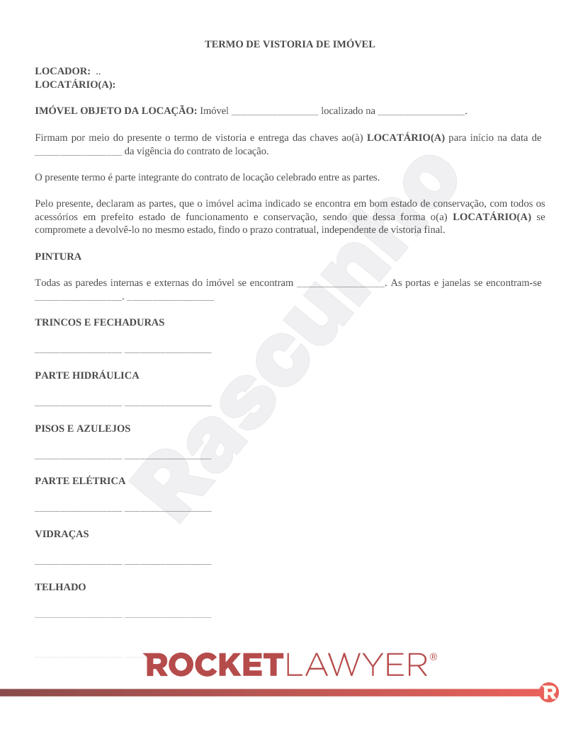 Modelo de Termo de Vistoria de Imóvel Visualização do documento
