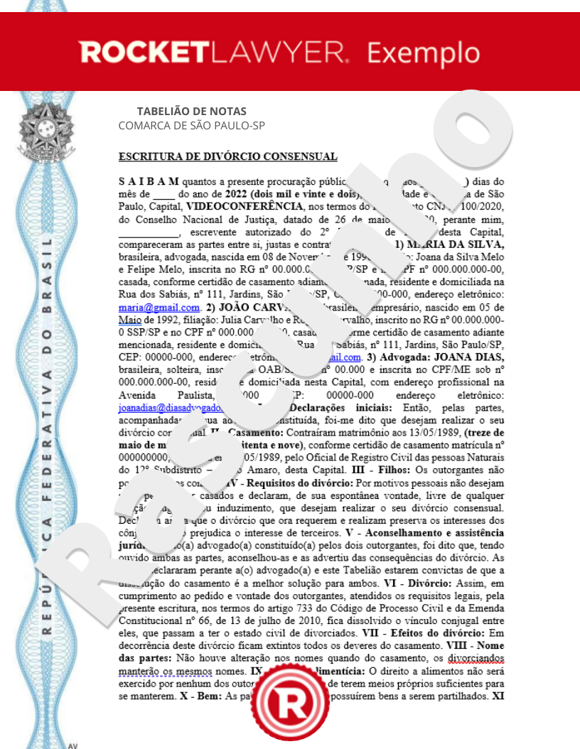Divórcio Consensual Visualização do documento
