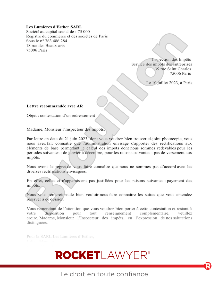 Contestation d’un Redressement Aperçu du document