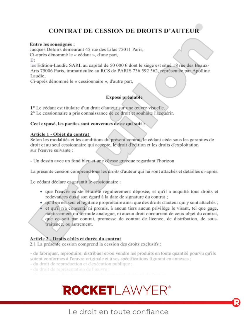 Contrat de Cession de Droits d'Auteur Aperçu du document