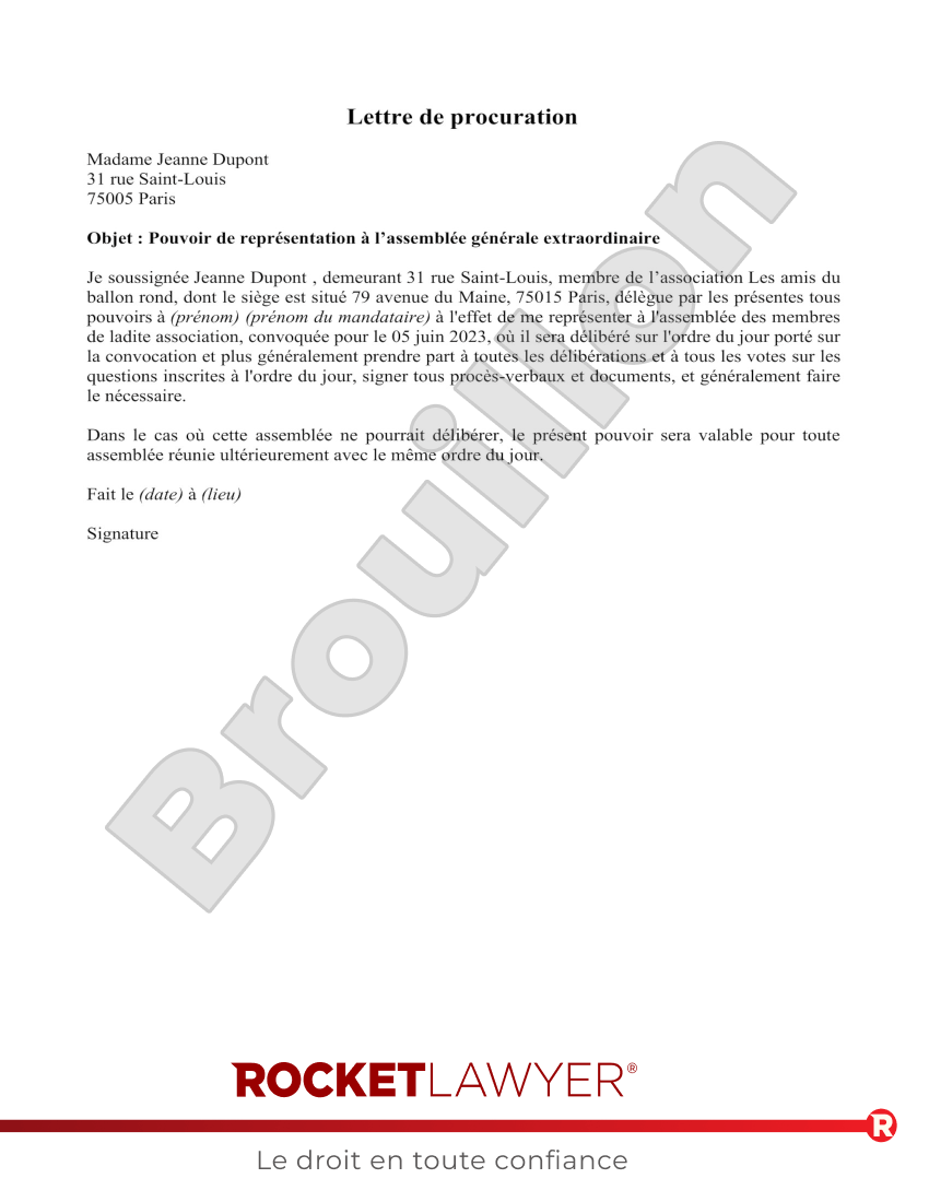 Convocation à l’Assemblée Générale Extraordinaire d’une Association Aperçu du document