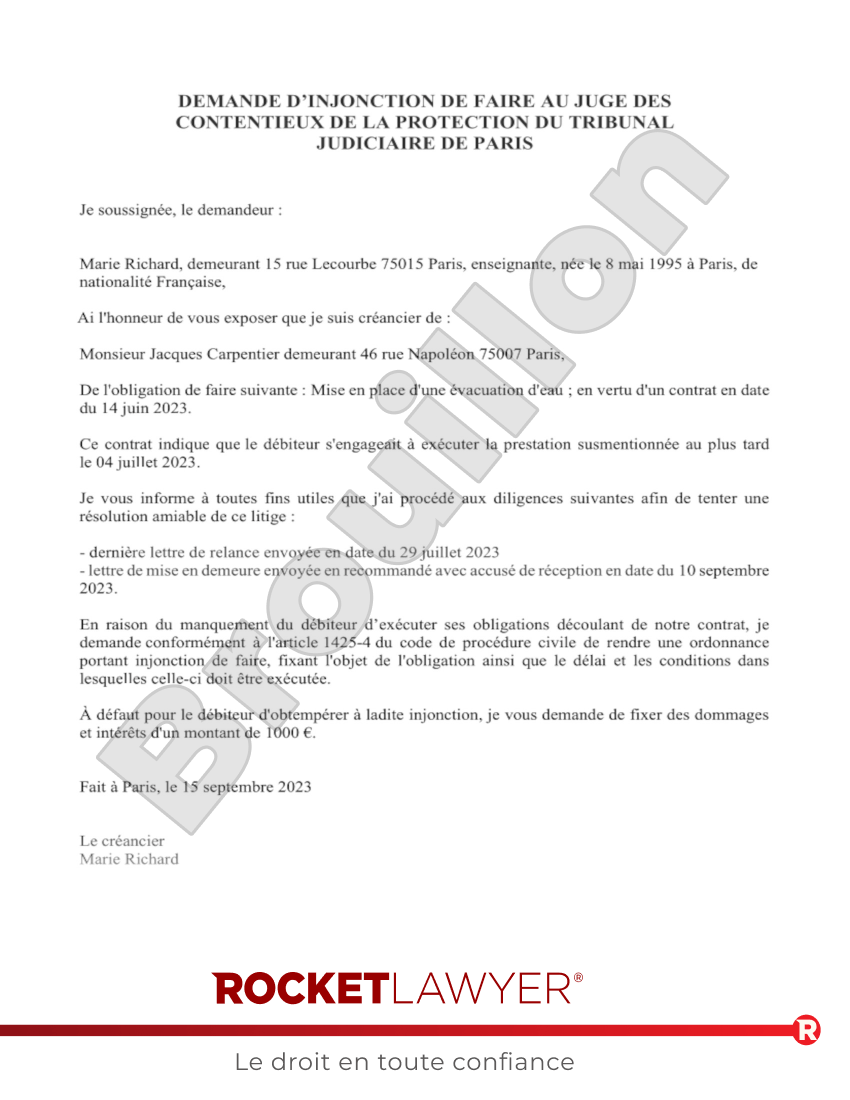 Injonction de Faire Aperçu du document