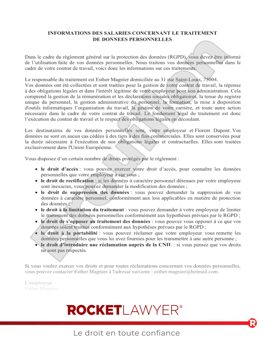 Obligation d'information RGPD de l'employeur Aperçu du document