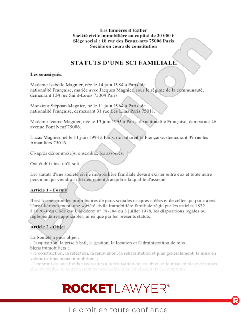SCI Familiale Aperçu du document