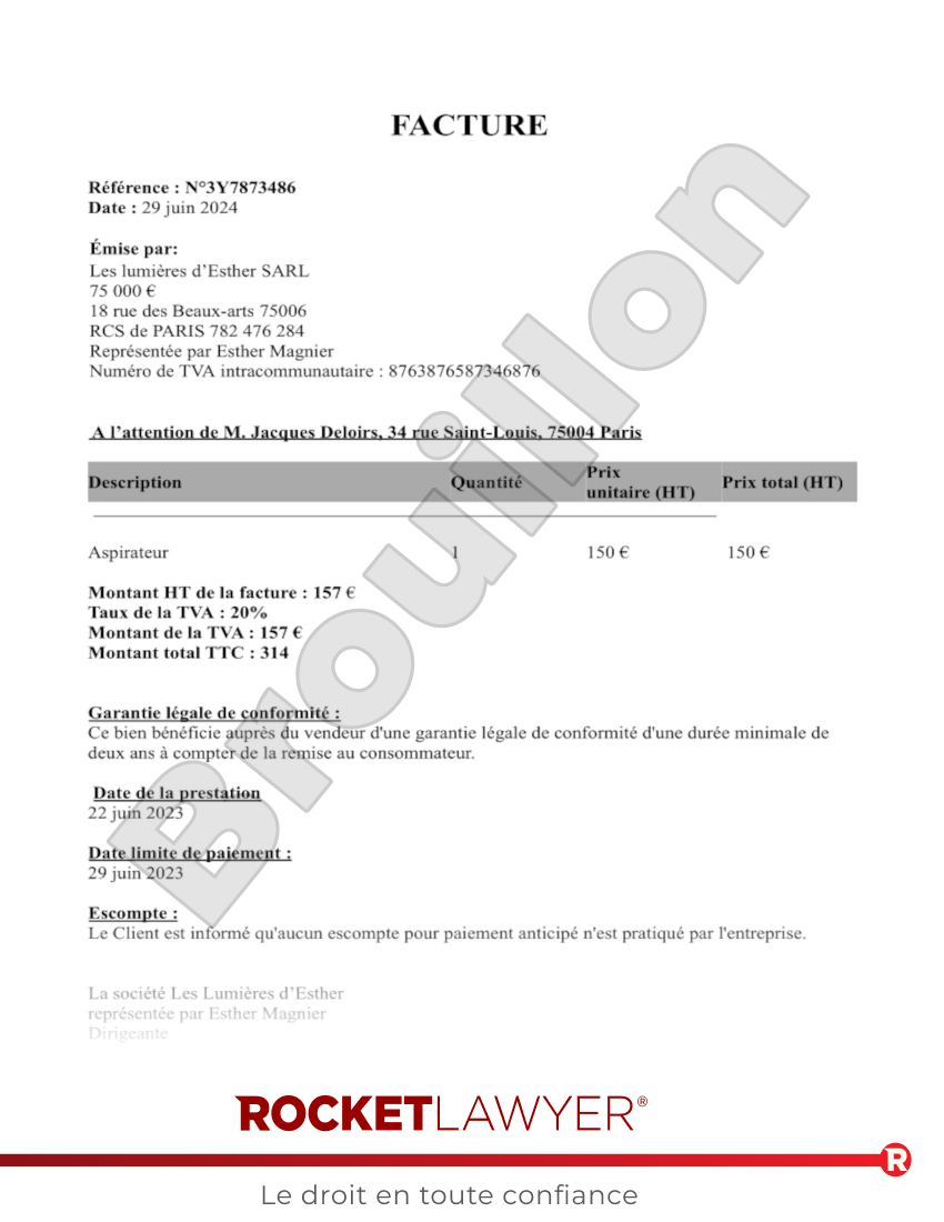 Facture Aperçu du document