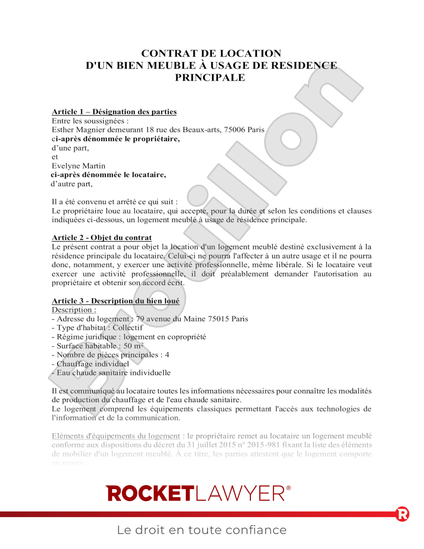 Durée du Bail pour les Locations Meublées Aperçu du document