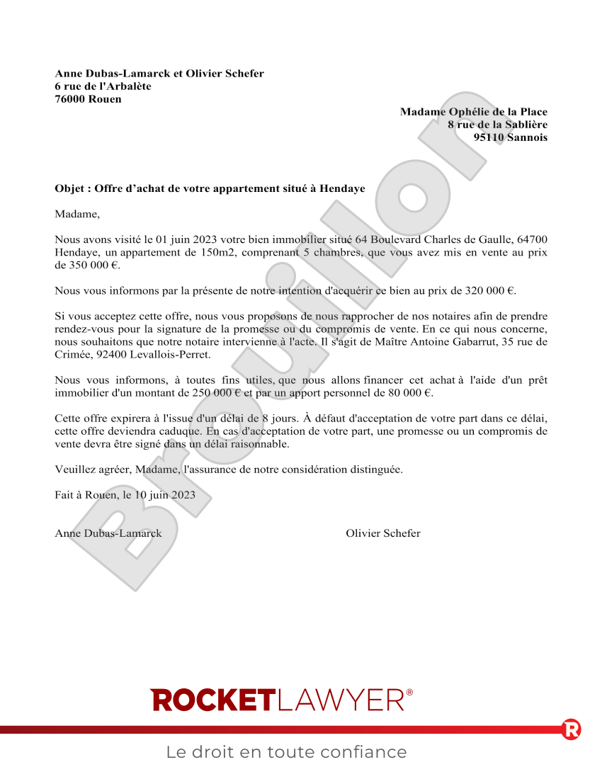 Offre d'achat d'un bien immobilier Aperçu du document