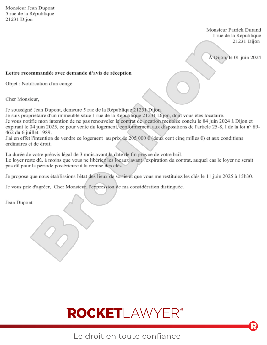 Résiliation d'une Location par le Propriétaire Aperçu du document