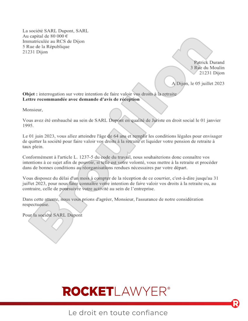 Age de départ en retraite : procédure de questionnement Aperçu du document
