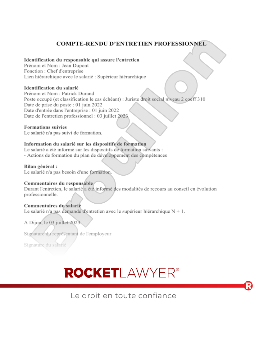 Compte-rendu d'entretien professionnel Aperçu du document