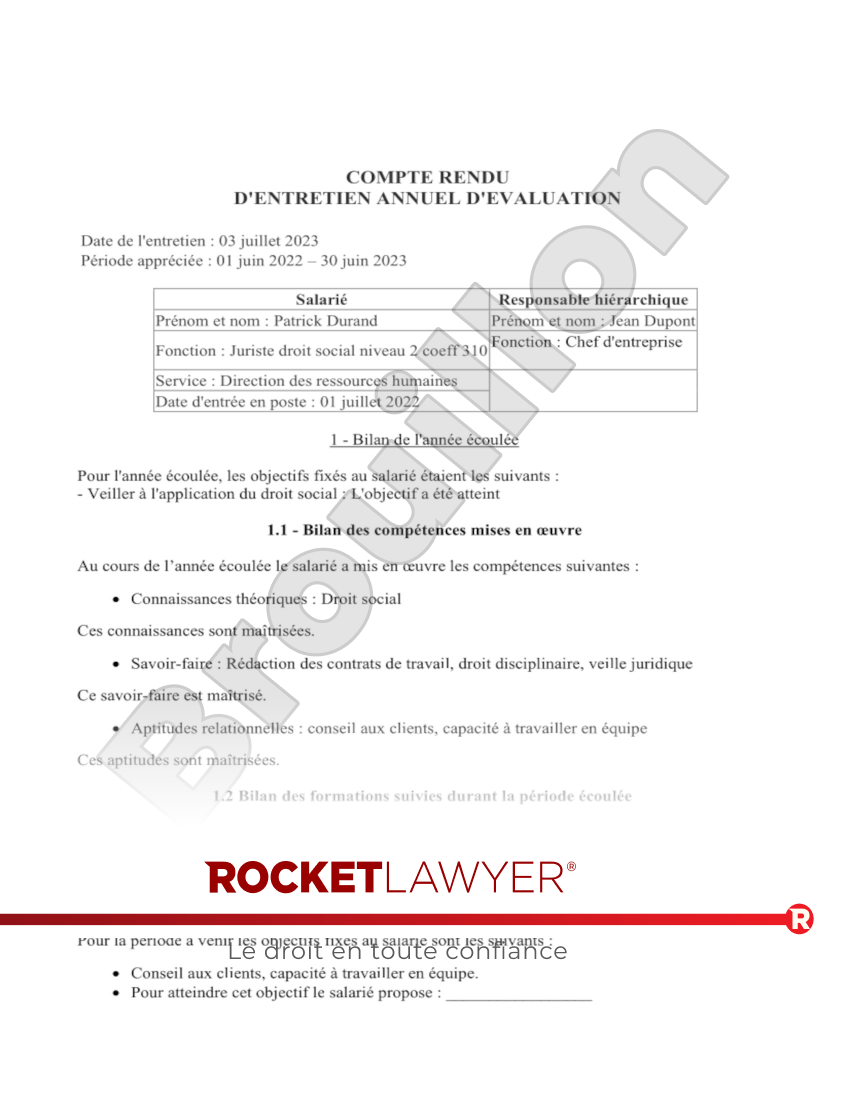 Entretien annuel d'évaluation Aperçu du document