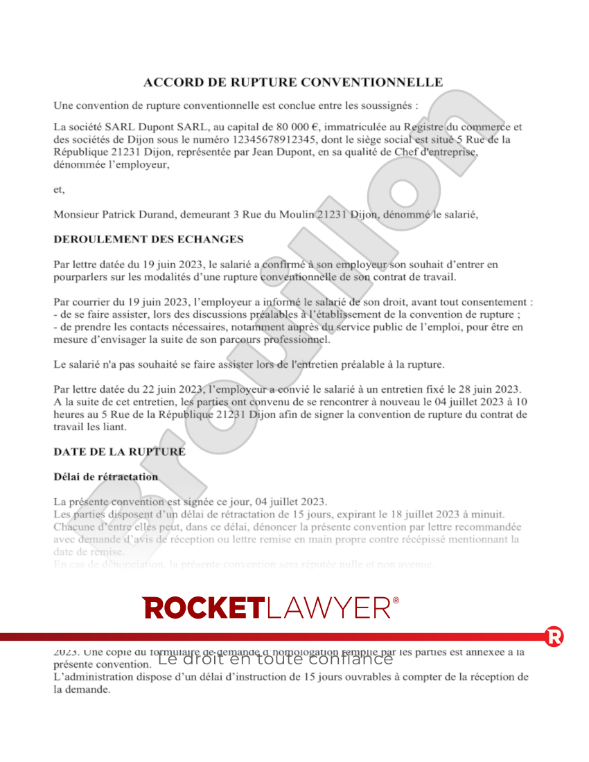 Rupture Conventionnelle Mod le De Lettre T l charger