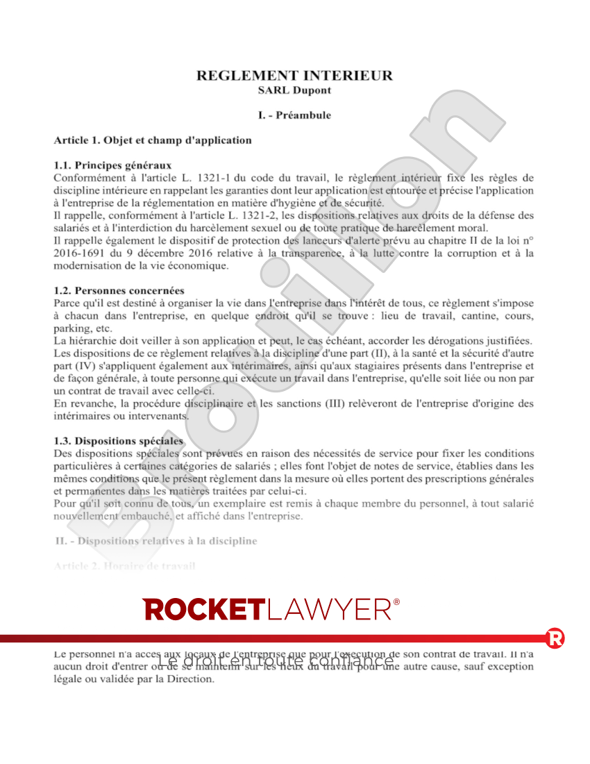 Règlement intérieur Aperçu du document