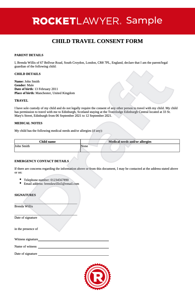 child travel consent form easyjet