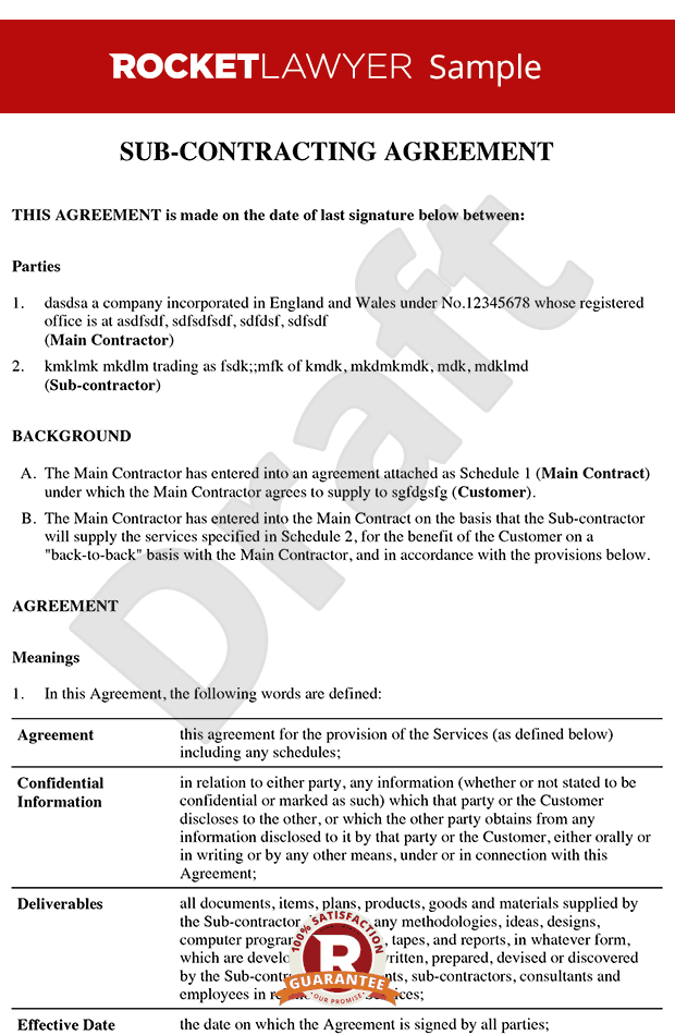 Make your Subcontracting agreement