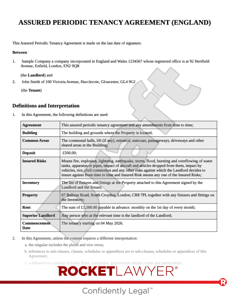 Tenancy Agreement for a Flat document preview