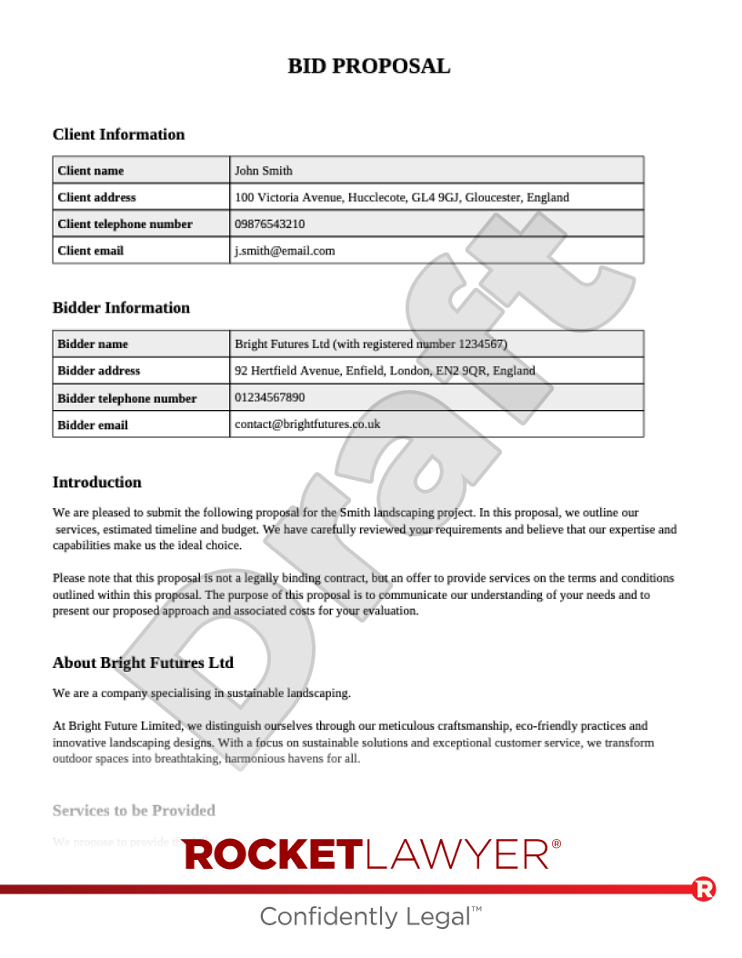 Bid Proposal document preview