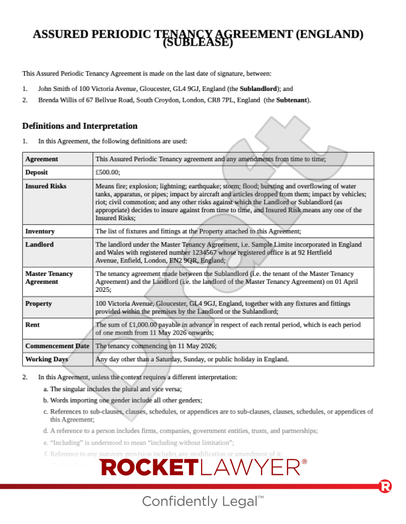 Sublease Agreement document preview