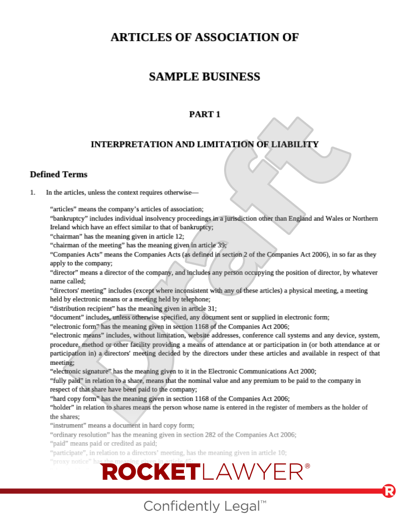 Articles of Association document preview