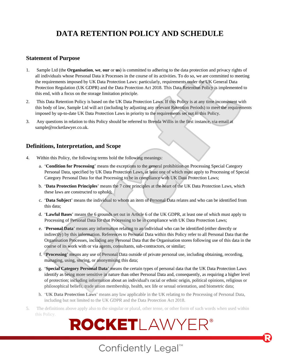 Data Retention Policy document preview