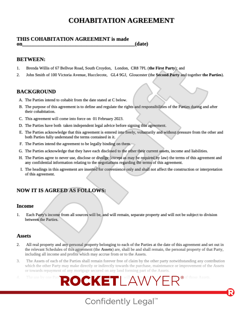 Cohabitation Agreement document preview