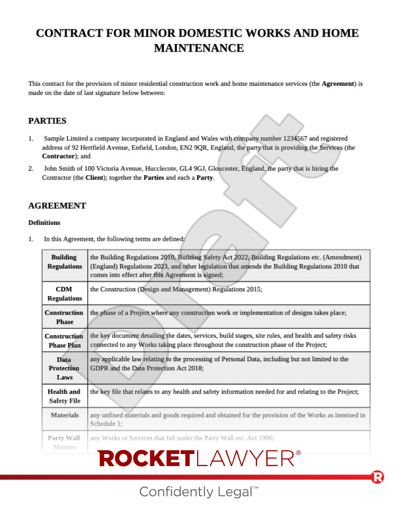 Construction Contract document preview