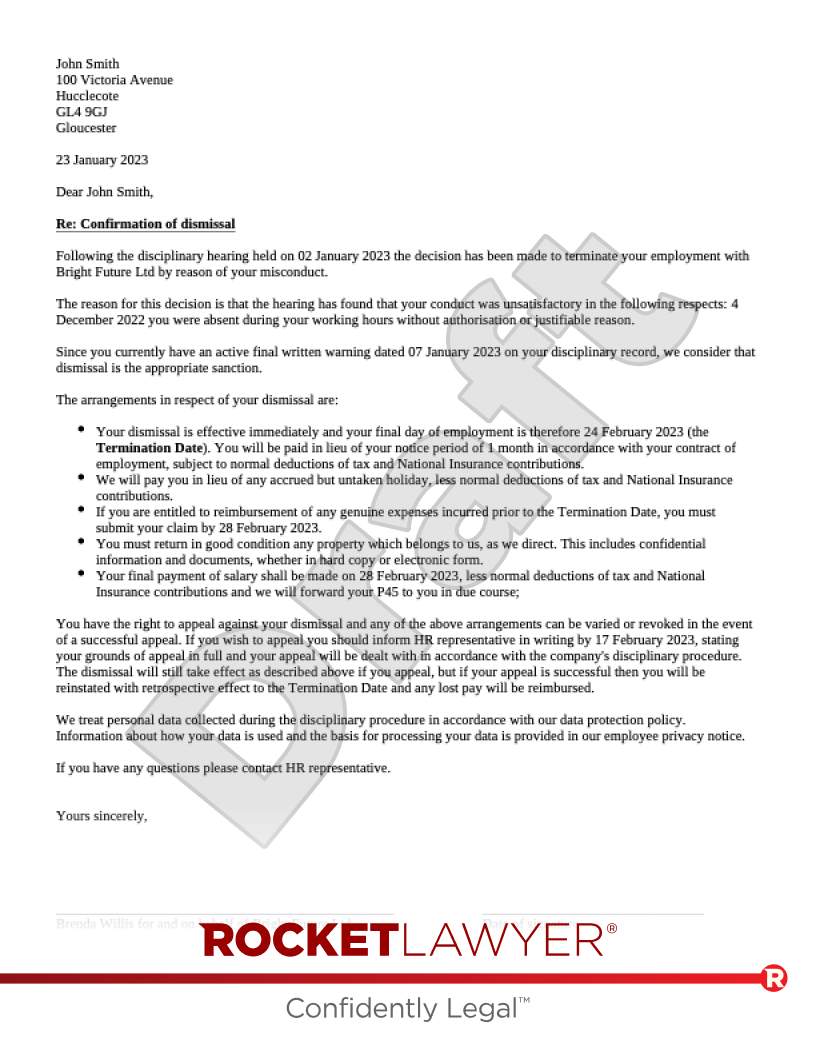 I Have Been Dismissed For Gross Misconduct - What Should I Say In