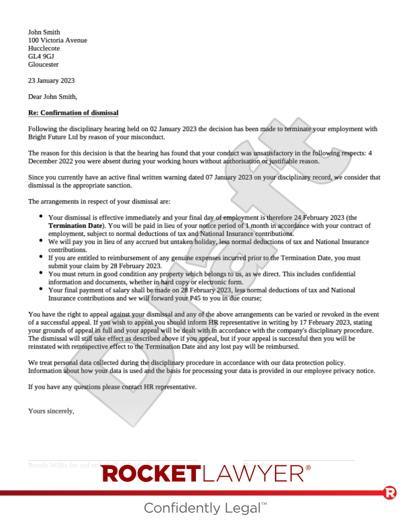 Free Dismissal Letter Template Faqs