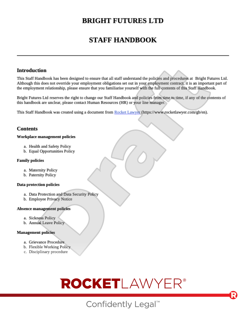 Employee Handbook document preview