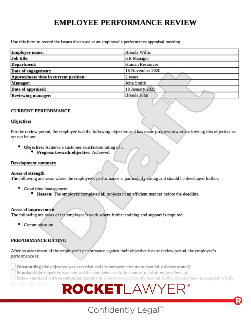 Employee Appraisal Form document preview