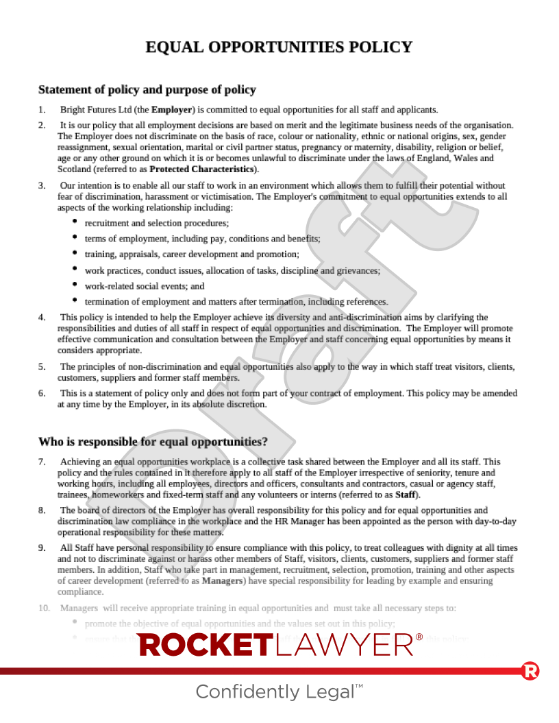 Equal Opportunities Policy document preview