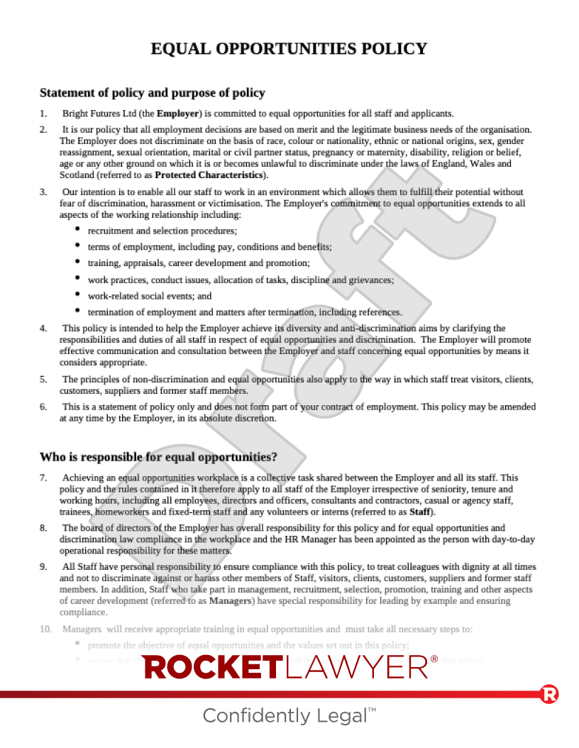 Equal Employment Opportunity Policy Template