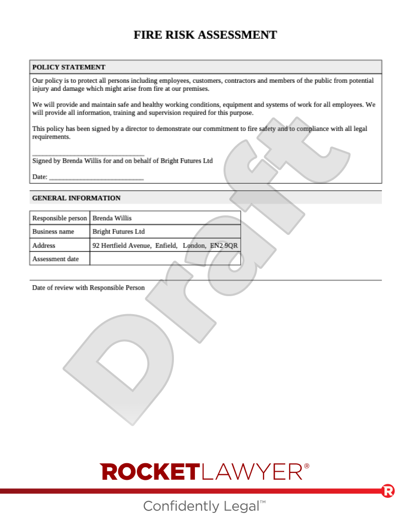 Fire Risk Assessment document preview