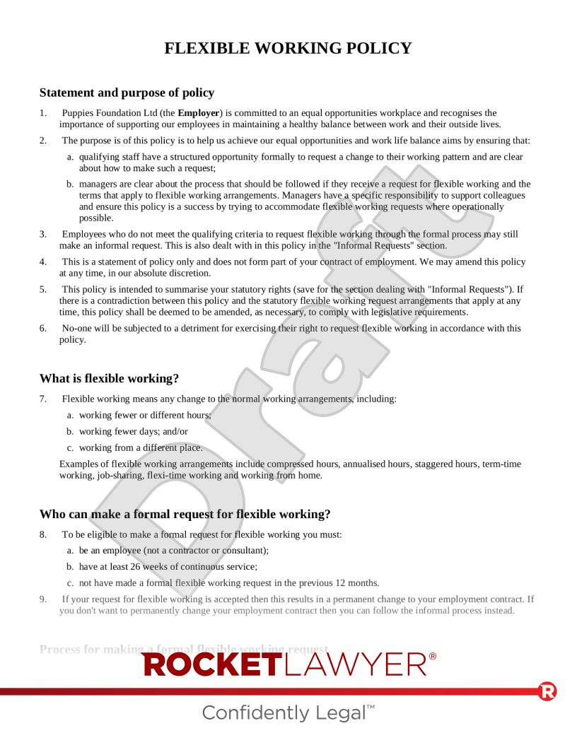 Flexible Working Policy document preview