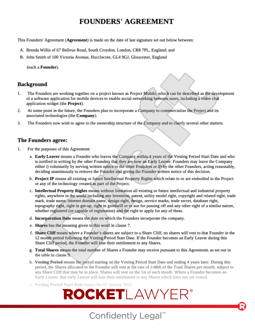 Founder Agreement Template