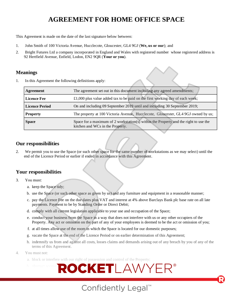 Home Office Rental Agreement document preview