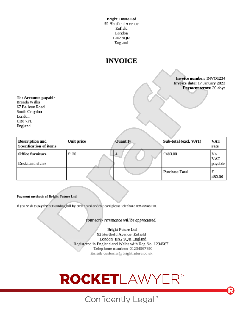 Invoice document preview