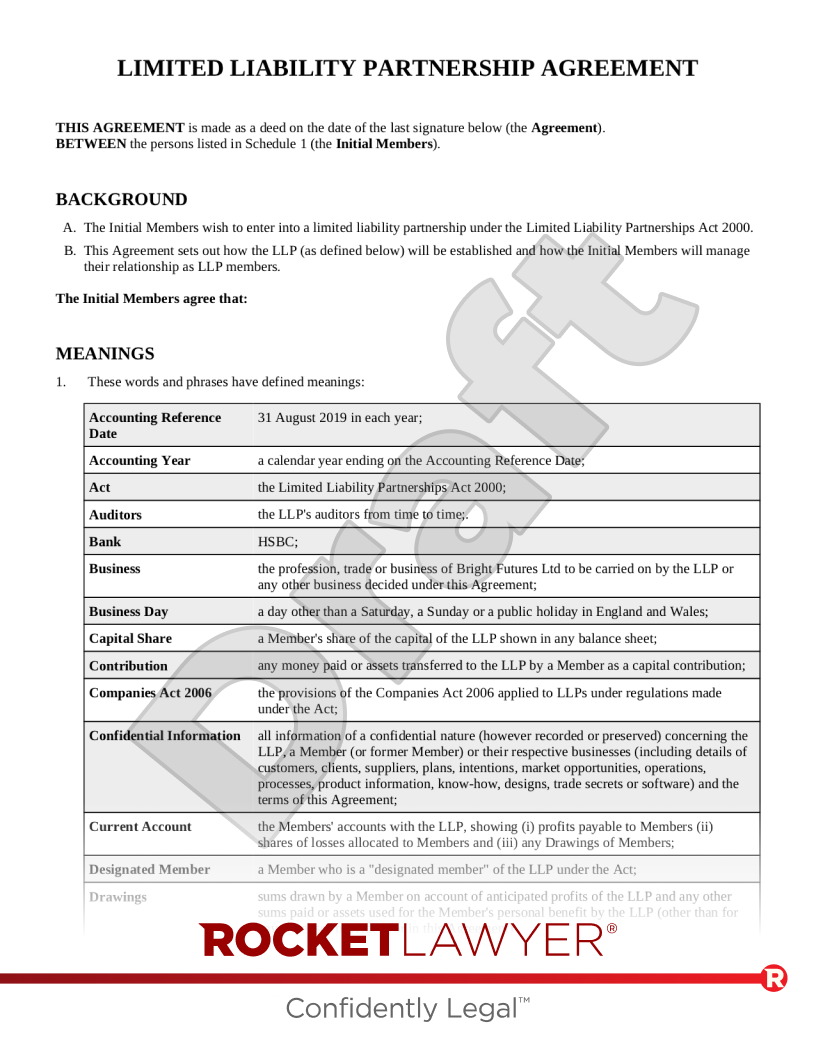 LLP Agreement document preview