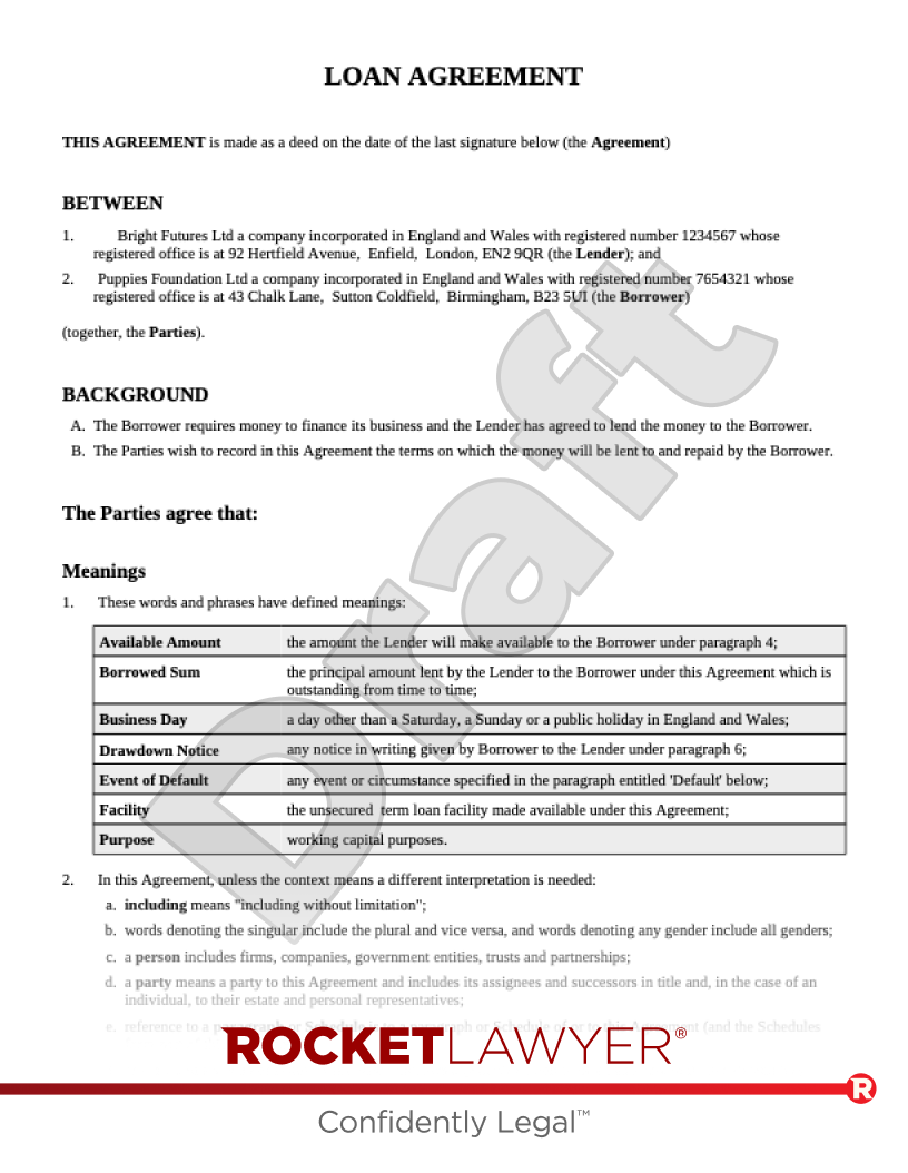 Loan Agreement document preview