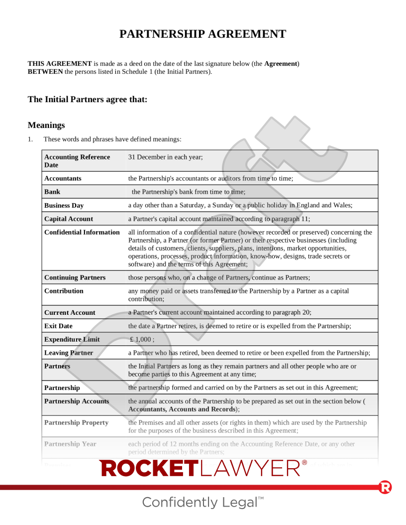 Free Partnership Agreement Template FAQs Rocket Lawyer UK