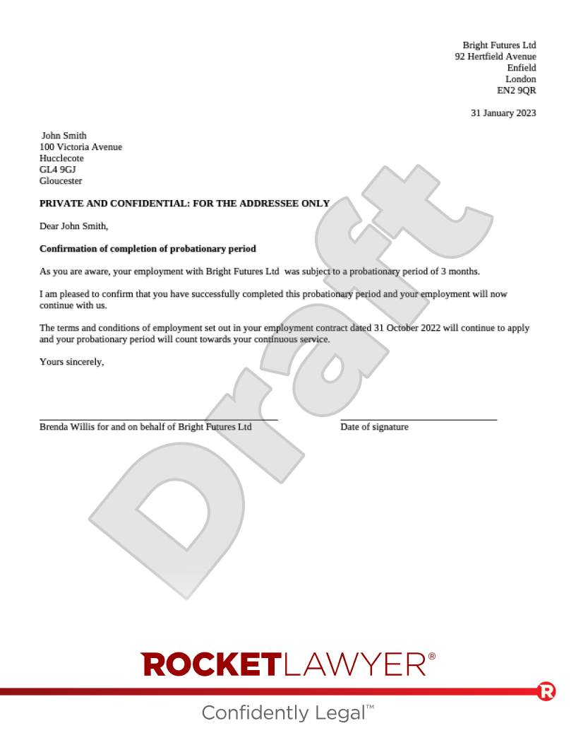 Probation Letter document preview