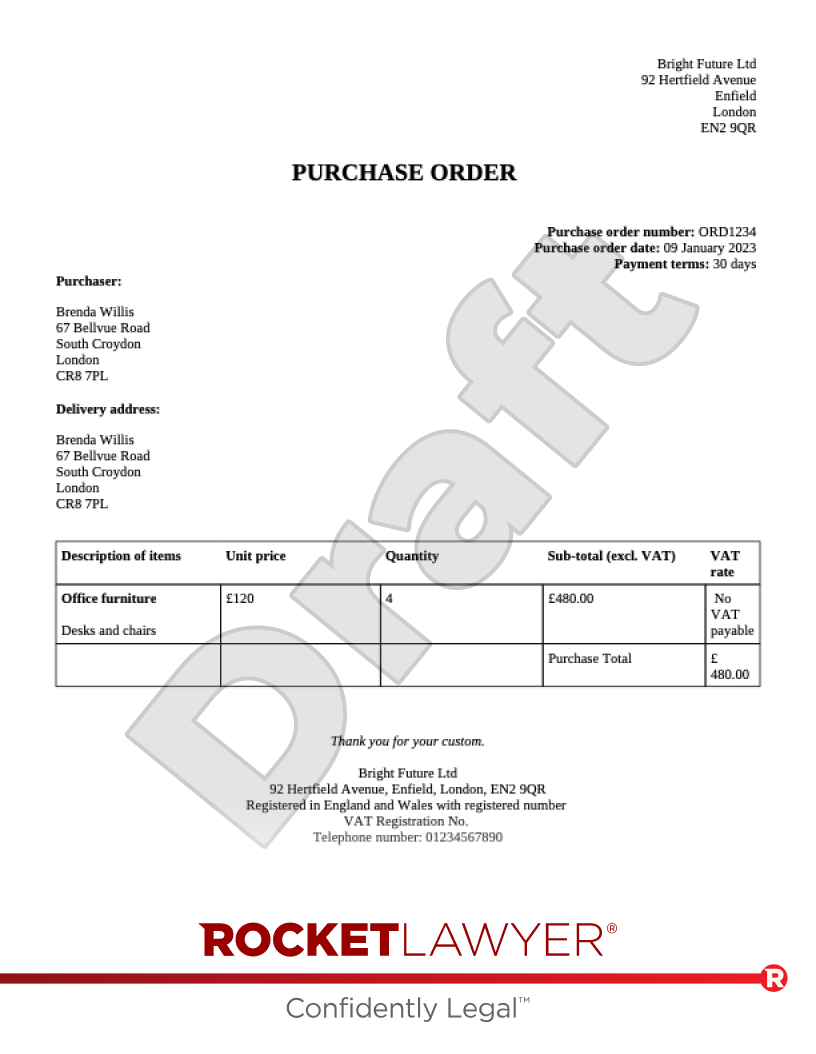 Purchase Order document preview