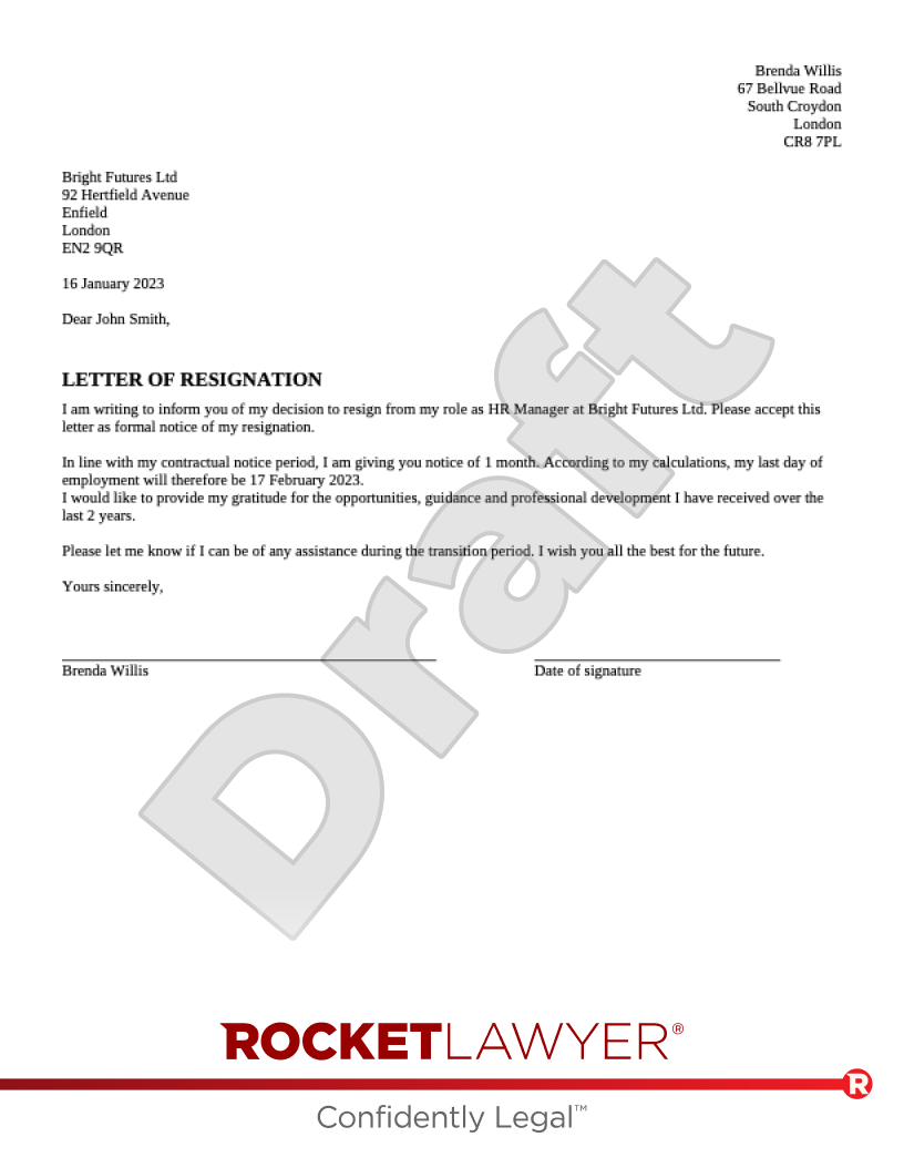 Resignation Letter Employee Template Infoupdate