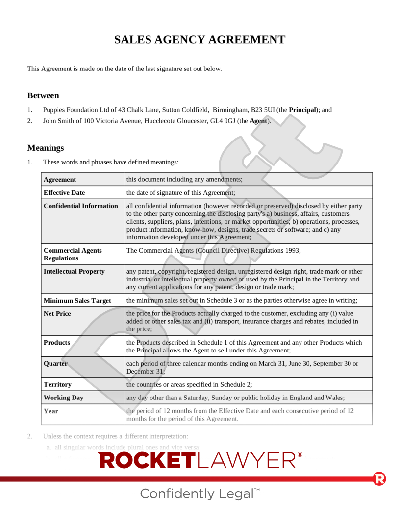 Make your Sales agency agreement