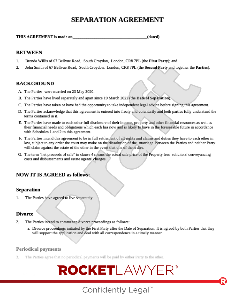 Separation Agreement document preview