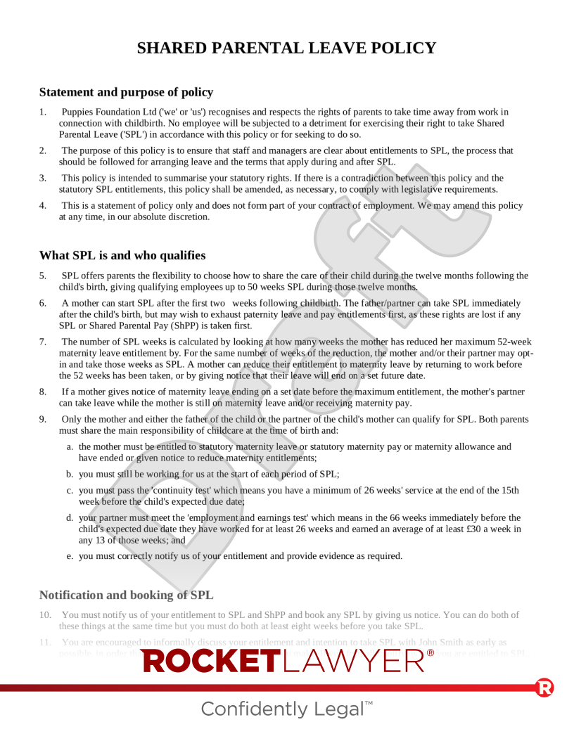 Shared Parental Leave Policy document preview