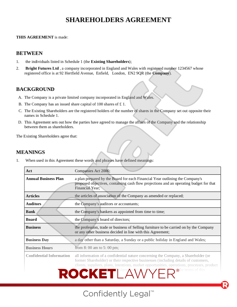 Make your Shareholders' agreement