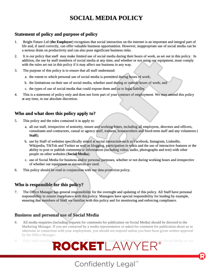 Social Media Policy document preview