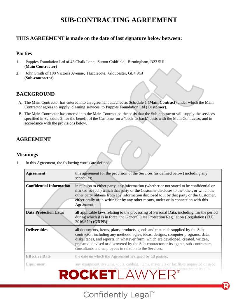 assignment subcontracting clause