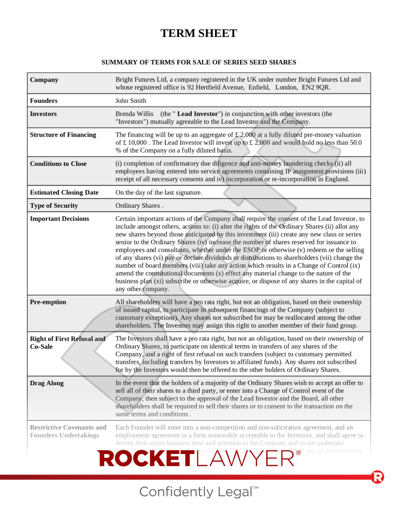 Term Sheet document preview